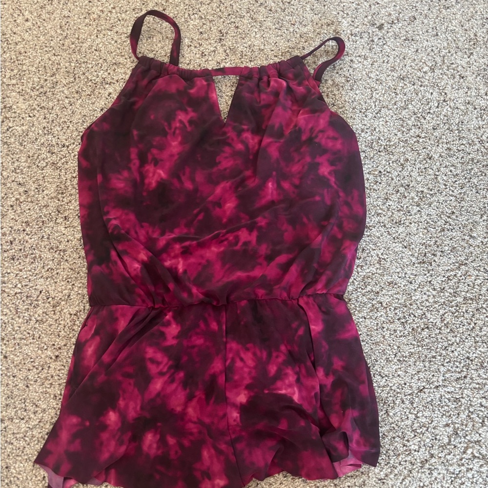 Pink and Black Tie-Dye swimsuit Romper